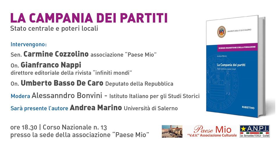 Scafati, ANPI: presentazione del libro di Andrea Marino ‘La Campania dei partiti’