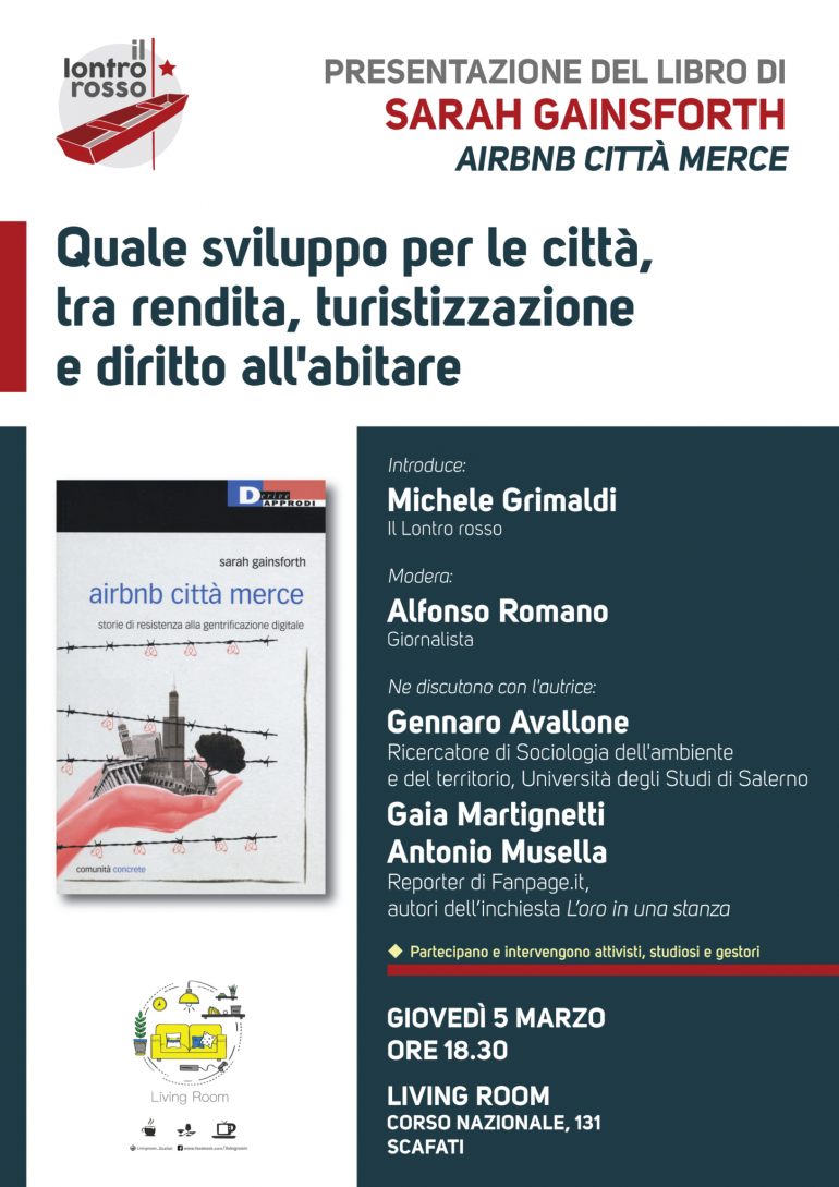 ‘Airbnb città merce’ di Sarah Gainsforth: presentazione del libro giovedì 5 marzo a Scafati