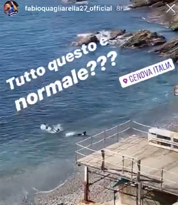La video denuncia di Quagliarella: ‘Ragazzi in mare a Genova. E’ normale?’