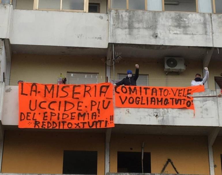 Scampia, il Comitato Vele: “Ora il reddito di quarantena, dopo l’epidemia vogliamo il lavoro”