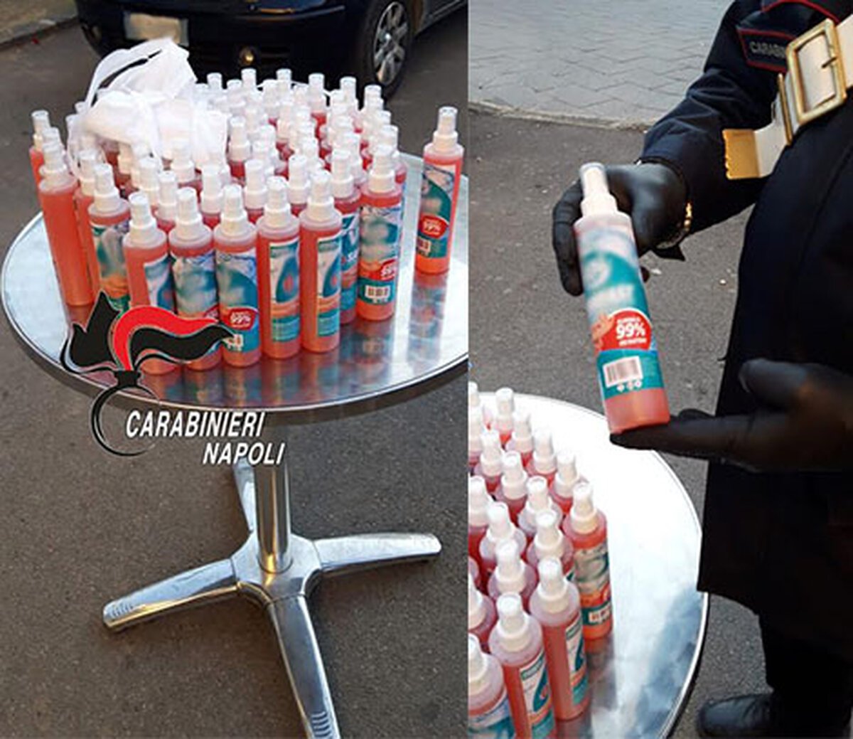 Afragola, vendevano in strada sanificante prodotto illecitamente: denunciati in due