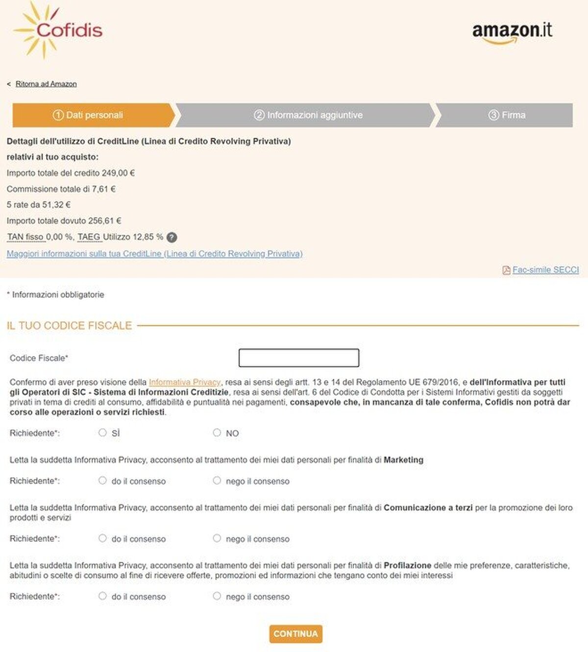 finanziamento su amazon cofidis