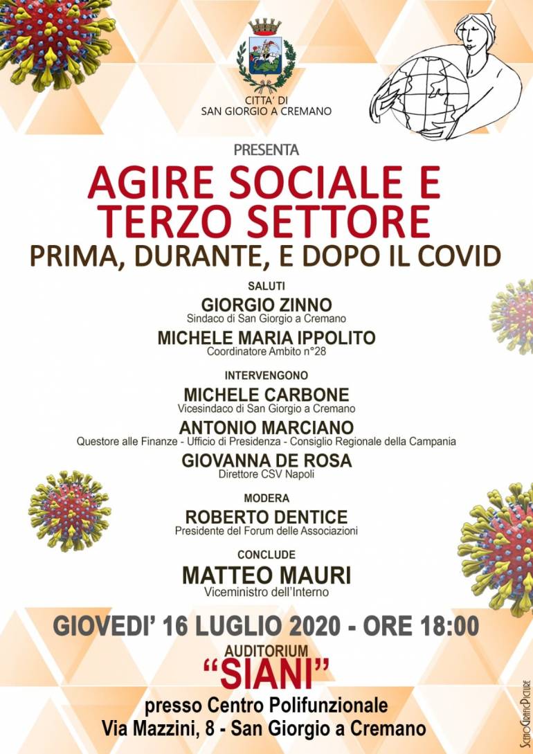 San Giorgio, “Agire Sociale” Il Viceministro Matteo Mauri in città per fare il punto sul Terzo Settore