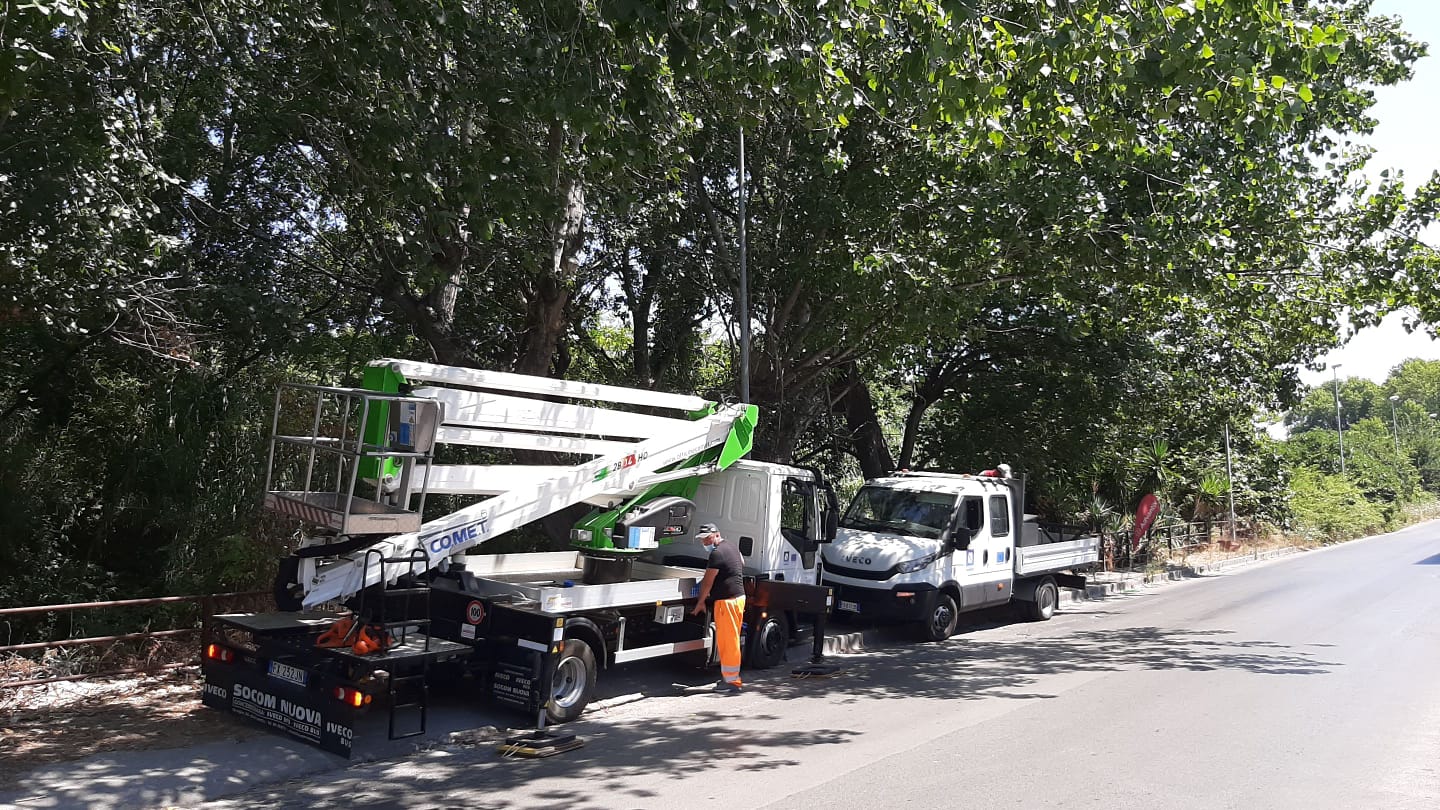Scafati, Via Bonifica: iniziati i lavori di manutenzione del verde sulla sponda del fiume Sarno