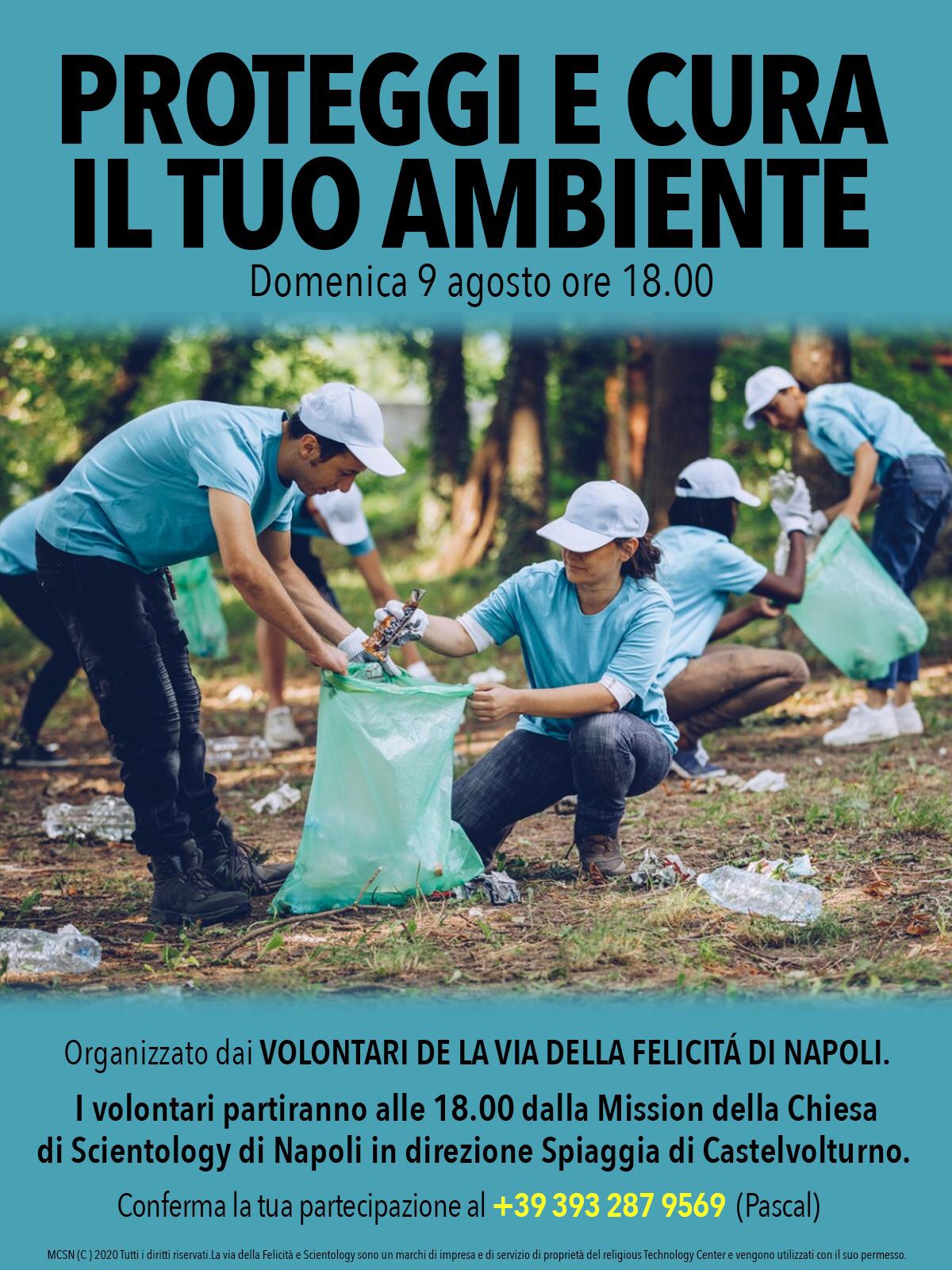 Proteggi e Cura il Tuo Ambiente: i volontari de La via della Felicità attuano una pulizia della spiaggia di Castel Volturno.