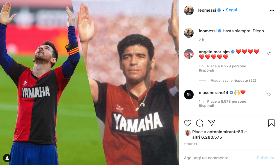‘Hasta siempre Diego’, il post di Messi emoziona il mondo