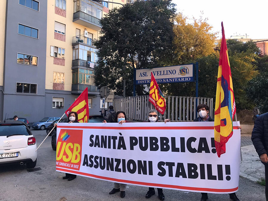Proteste dell’Usb di Avellino: ‘Assunzioni stabili nella sanità pubblica’