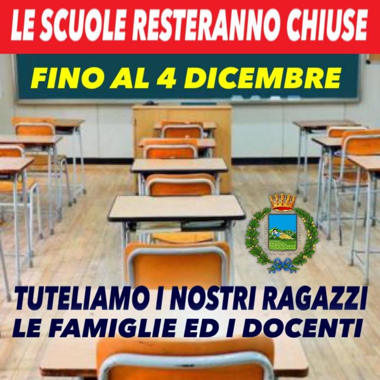 Giugliano, il sindaco chiude le scuole fino al 4 dicembre