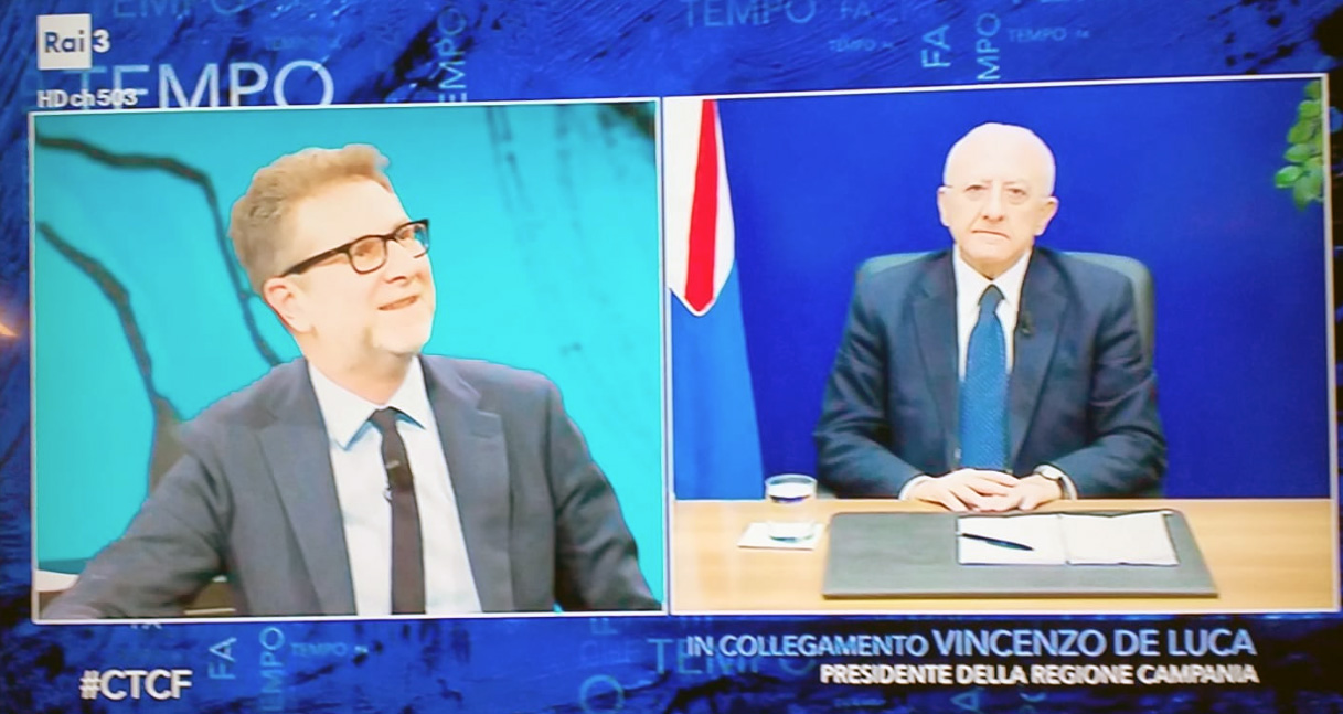 De Luca in tv: ‘In Campania non consentiremo la mobilità tra i piccoli comuni’