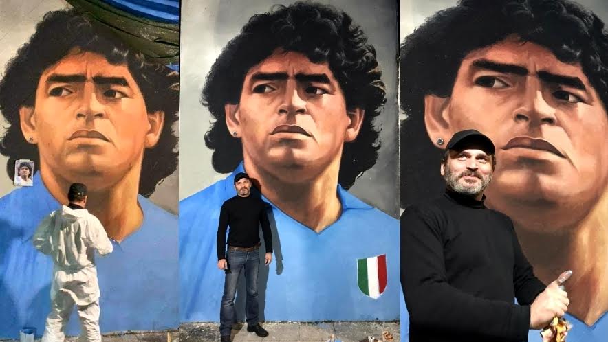 Ritratto di Maradona alto 3 metri compare nella piazza di Boscotrecase