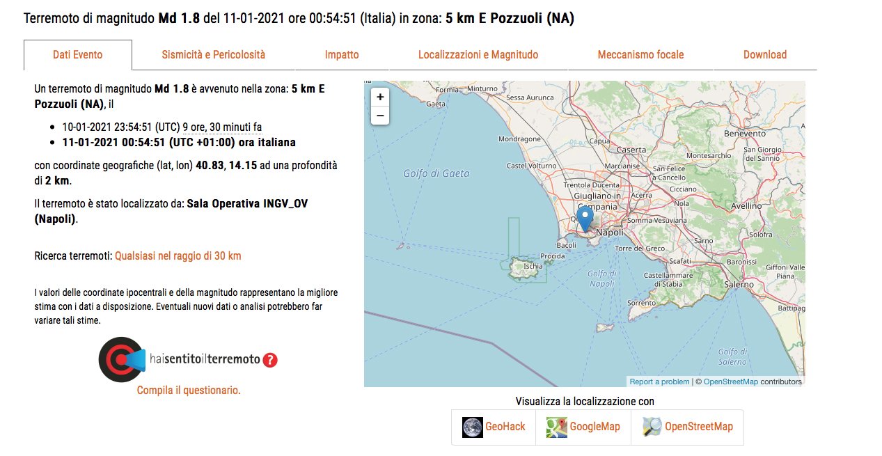 Nuova scossa di terremoto nella notte a Pozzuoli