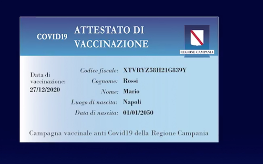 La Campania ha già distribuito 120mila ‘passaporti’ vaccinali