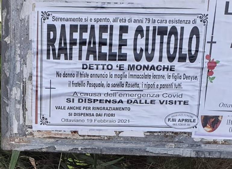 Funerali blindati per Cutolo a Ottaviano