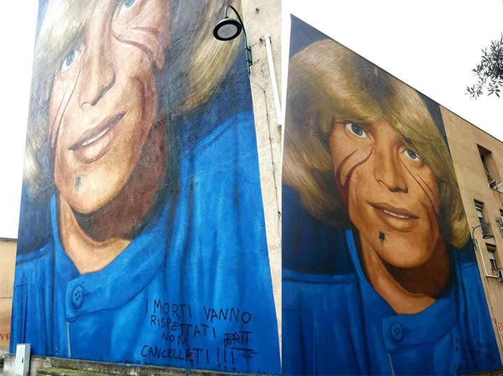 Napoli, vandalizzato il murale di Nino D’Angelo