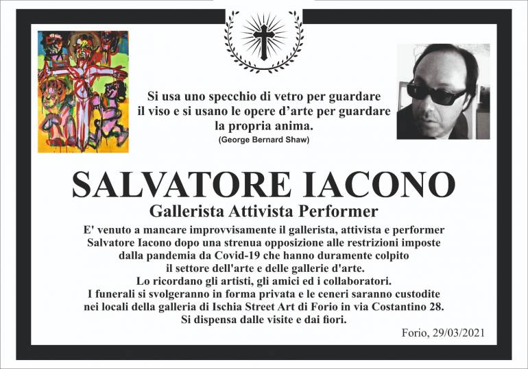 Salvatore Iacono si finge morto per un giorno ma è una performance di denuncia sociale