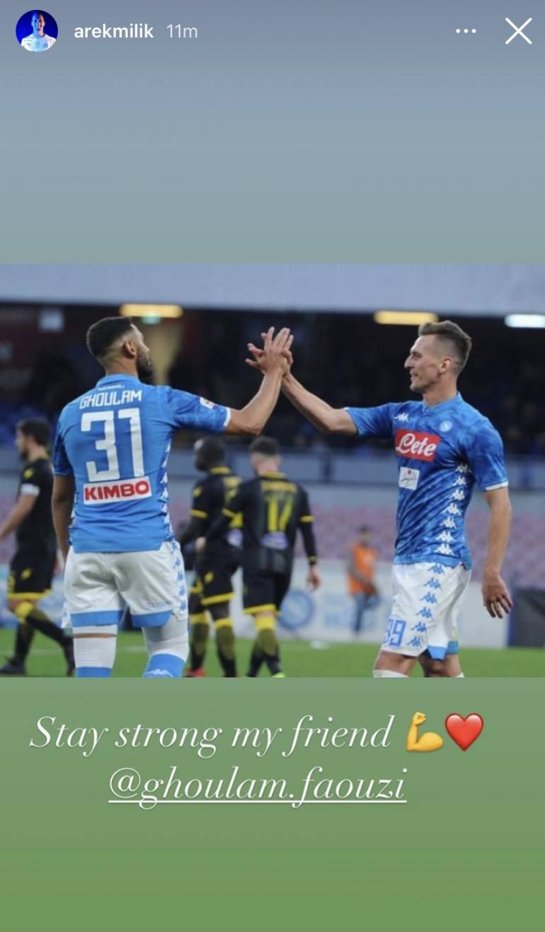 Napoli, Milik scrive a Ghoulam: ‘Forza amico mio’