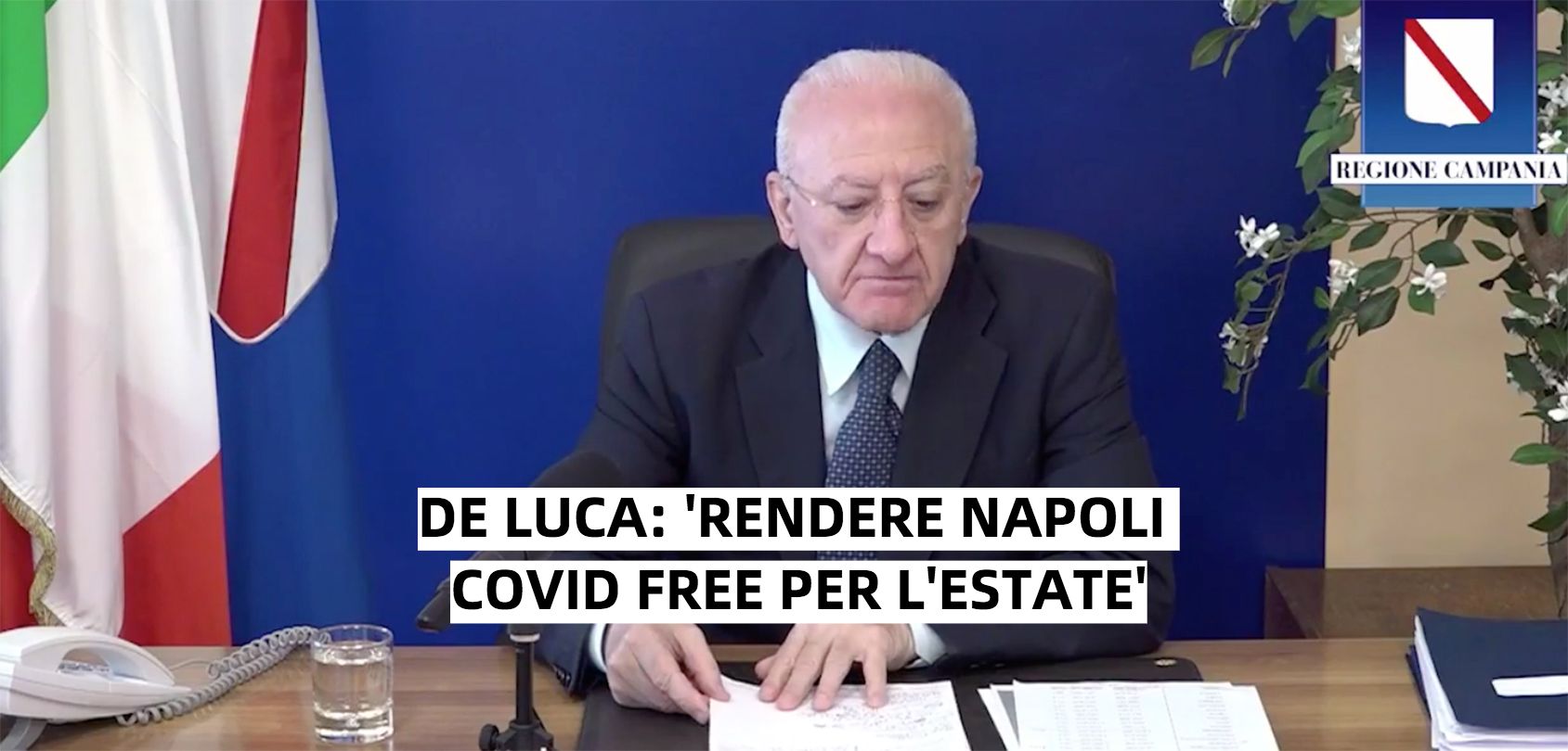 La promessa di De Luca: ‘Napoli covid free entro l’estate’