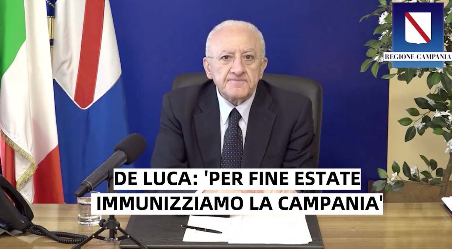 De Luca: ‘L’Obiettivo è 70mila vaccinazioni al giorno in Campania’