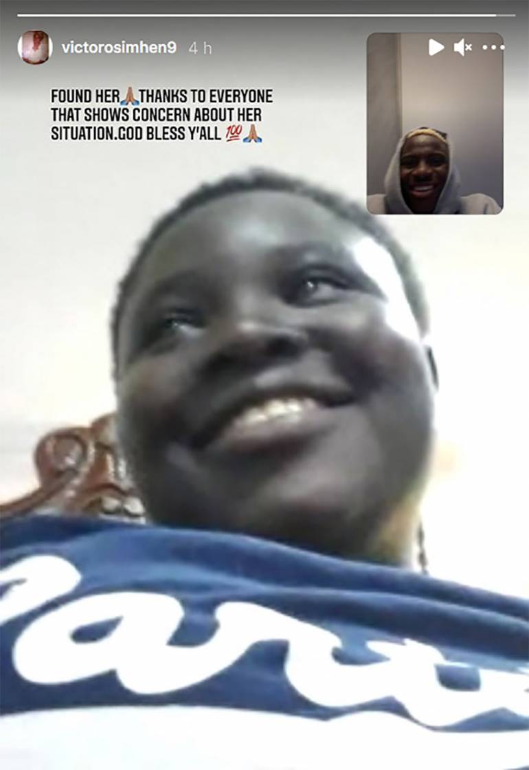 Osimhen trova la ragazza disabile vista sul web