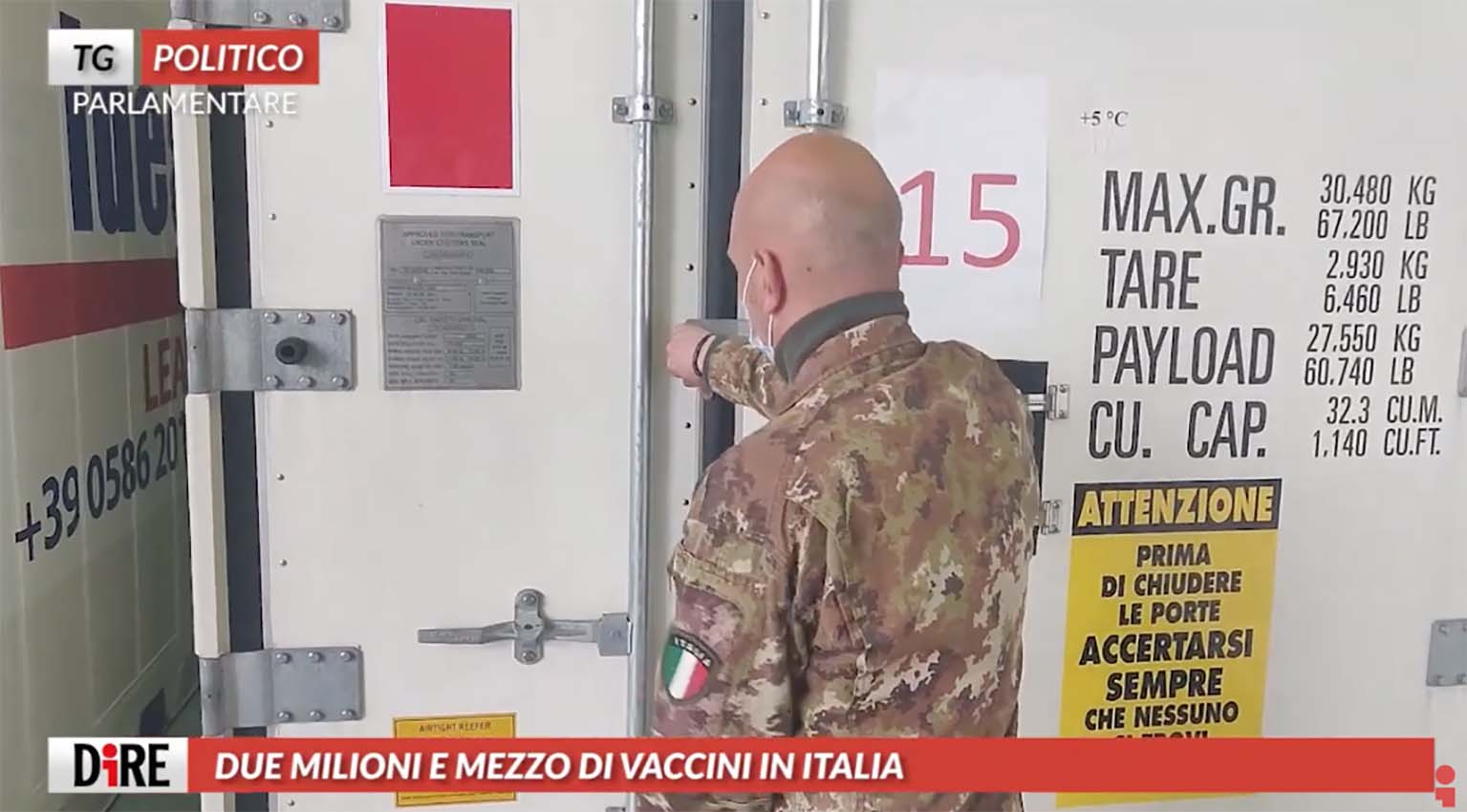 Tg Politico Parlamentare, arrivati 2,5 milioni di vaccini in Italia