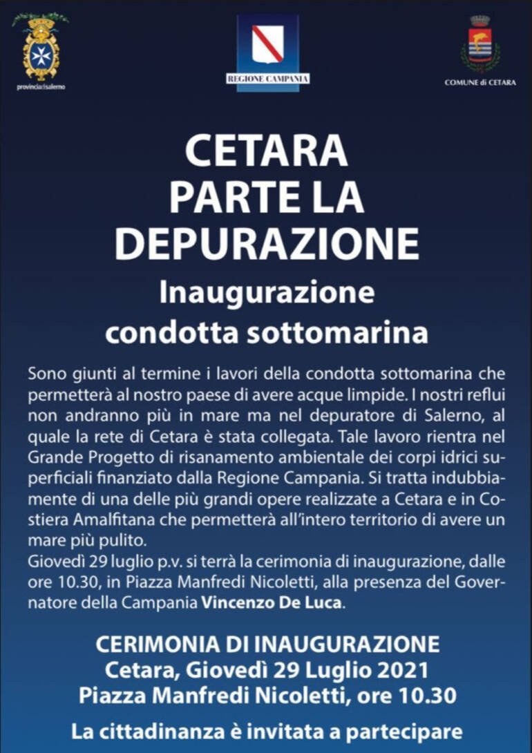 Cetara inaugura il nuovo impianto di depurazione