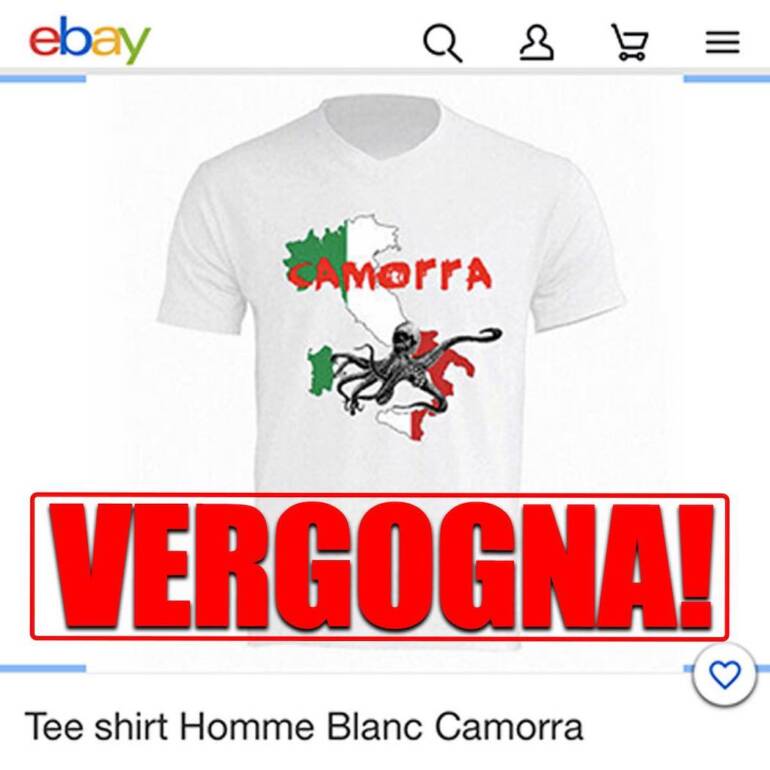 Su Ebay t-shirt con logo “Camorra”, Nappi: “Basta è una vergogna”