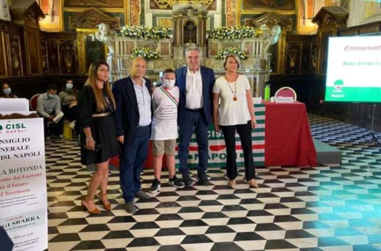 Emmanuele Improta, il baby sindaco del Rione Sanità, al Consiglio Generale UST CISL Napoli