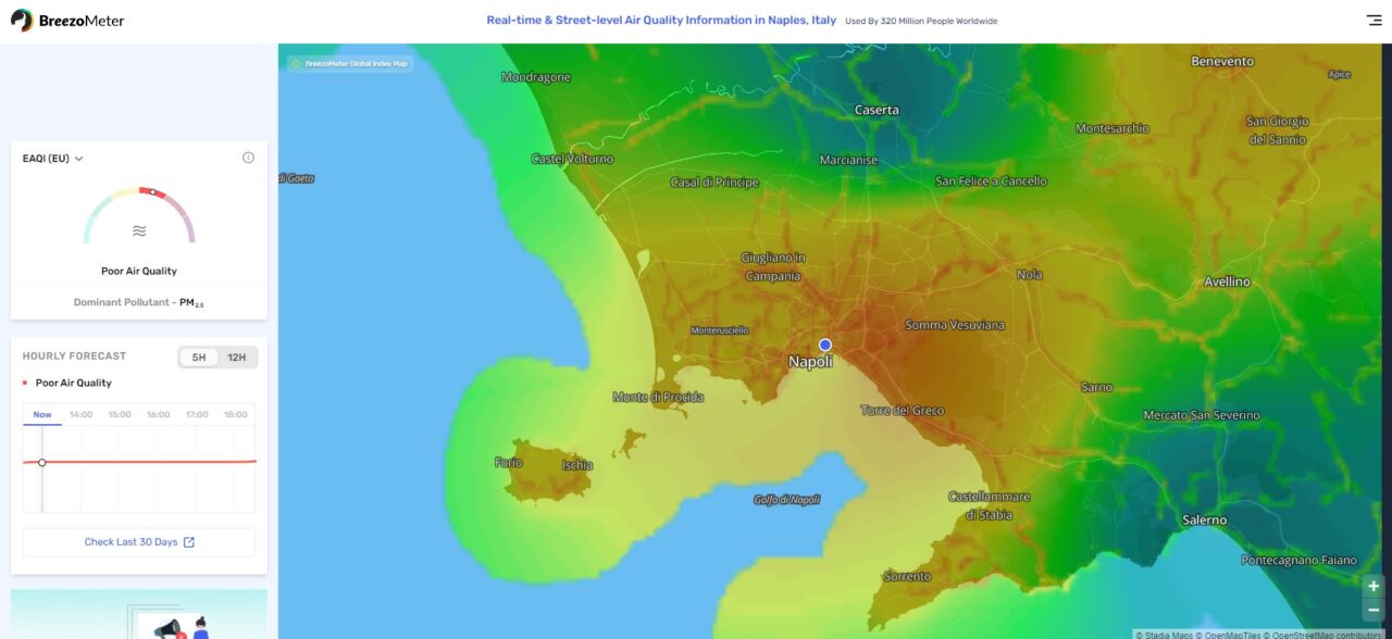 Allarme sull'aria che respiriamo: la mappa in tempo reale (anche della  Campania) - Cronache della Campania