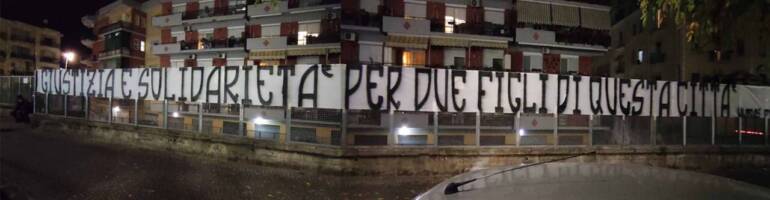 Portici, striscione Ultras per chiedere giustizia per Giuseppe e Tullio