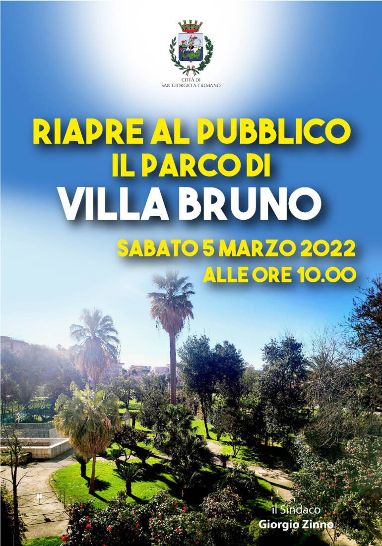 San Giorgio, sabato 5 marzo riapre al pubblico il parco di Villa Bruno