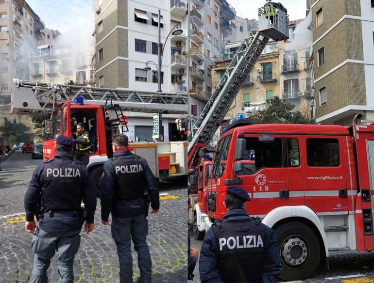 Napoli, incendio in uno stabile a Santa Lucia: poliziotti salvano un’anziana