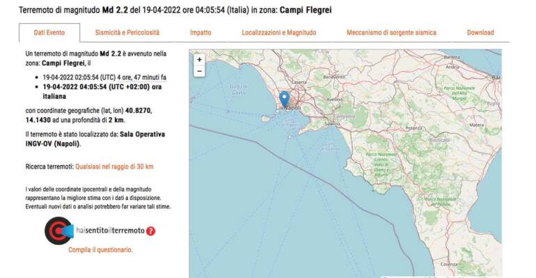 Terremoto ai Campi Flegrei, avvertito anche a Napoli
