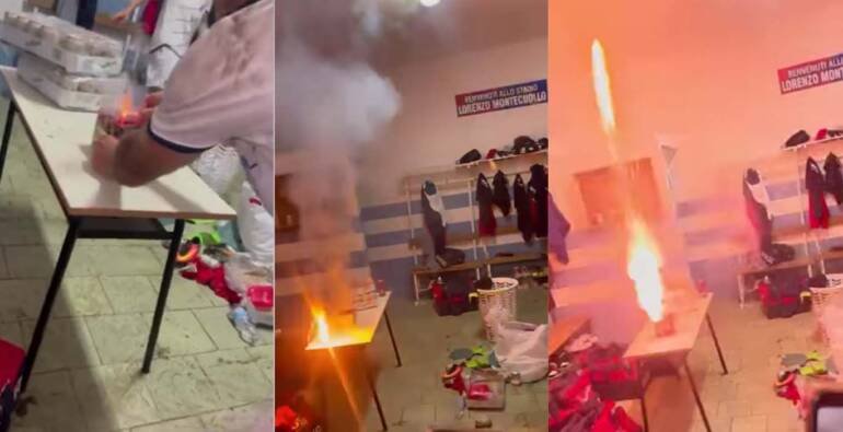 Cellole, fuohi d’artificio nello spogliatoio: calciatore denunciato