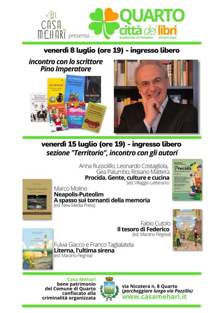 Casa Mehari presenta ‘Quarto Città dei Libri’, al via la rassegna letteraria nel bene confiscato alla camorra