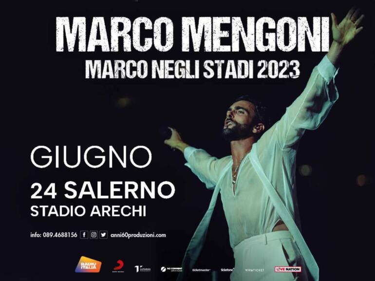 Marco Mengoni il 24 giugno 2023 allo Stadio Arechi di Salerno