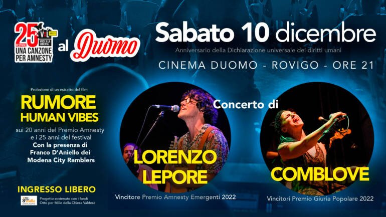 Per l’anniversario della Dichiarazione sui diritti umani ‘Voci per la libertà’ organizza una serata tra musica e cinema