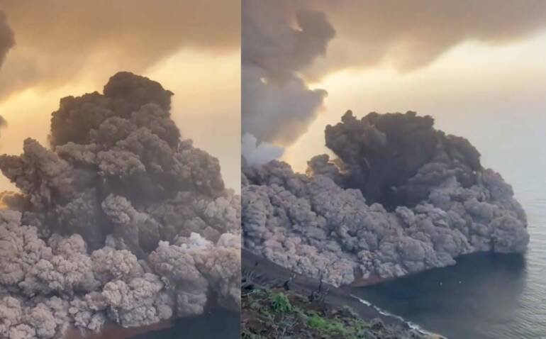 Stromboli, passata la paura tsunami dopo l’eruzione. Il video