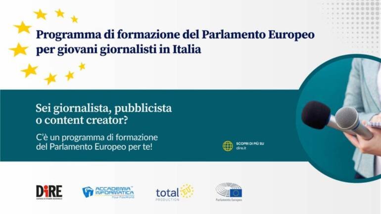 Formazione del Parlamento europeo per giovani giornalisti in Italia: ci vediamo alla Dire nel 2023