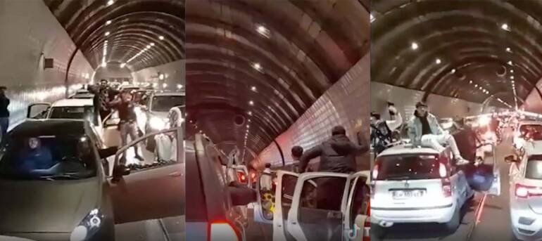 Napoli, traffico paralizzato e la Galleria Vittoria diventa  discoteca. Il video virale