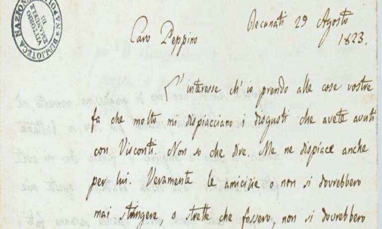 MiC, Leopardi's letter to his cousin purchased: it will be kept in Naples