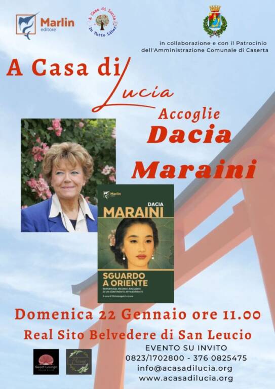 A San Leucio la presentazione del libro di Dacia Maraini ‘Sguardo a Oriente’