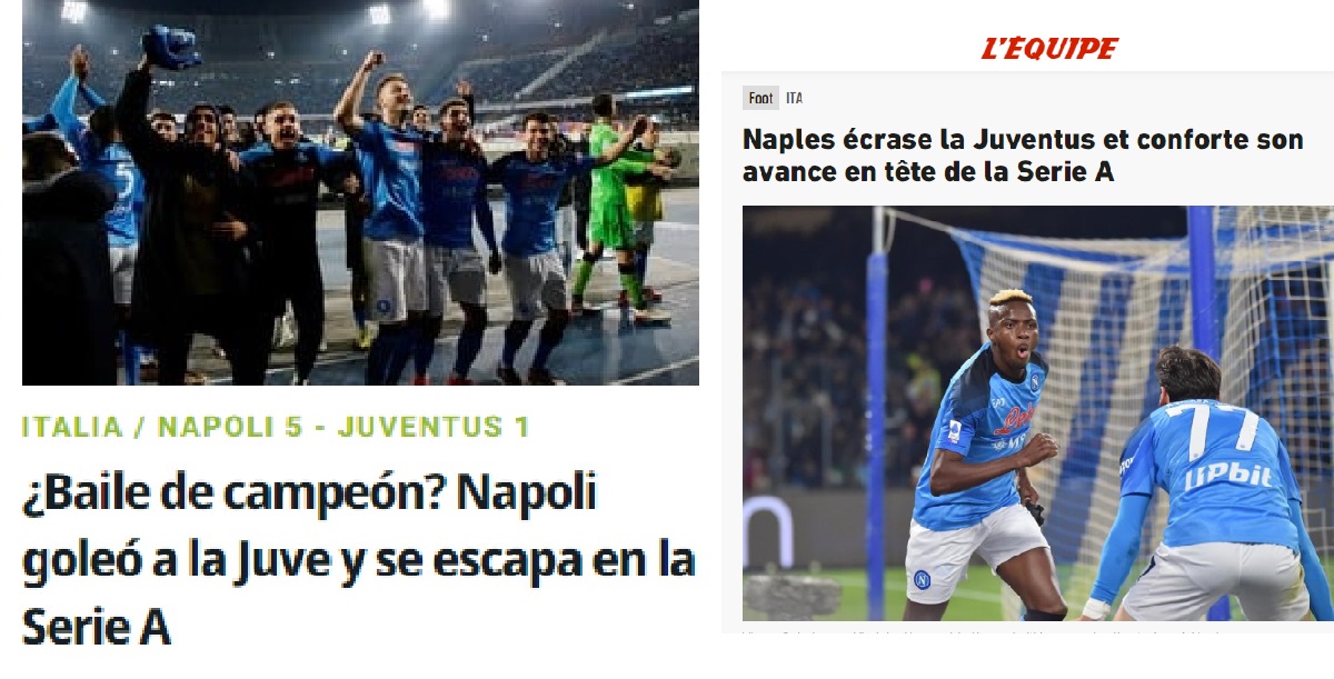 La stampa estera celebra il Napoli: “Juve umiliata, profumo di scudetto”