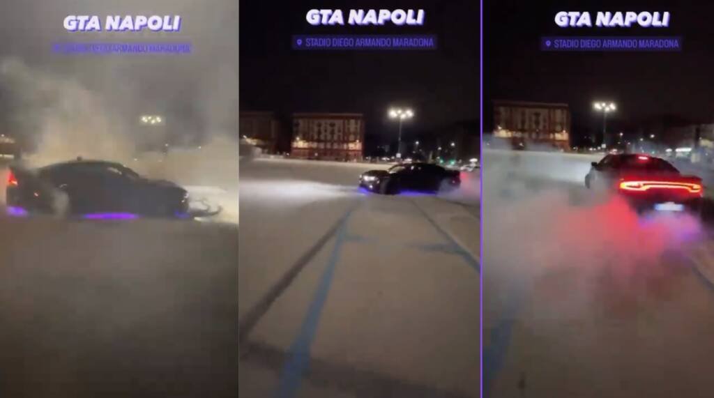 Fast&Furious a Fuorigrotta: corse folli  ed esibizioni spericolate nel piazzale del Maradona. IL VIDEO