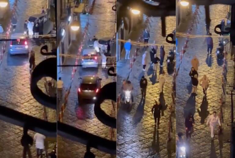 Lite notturna in strada a Pizzofalcone. Il video virale