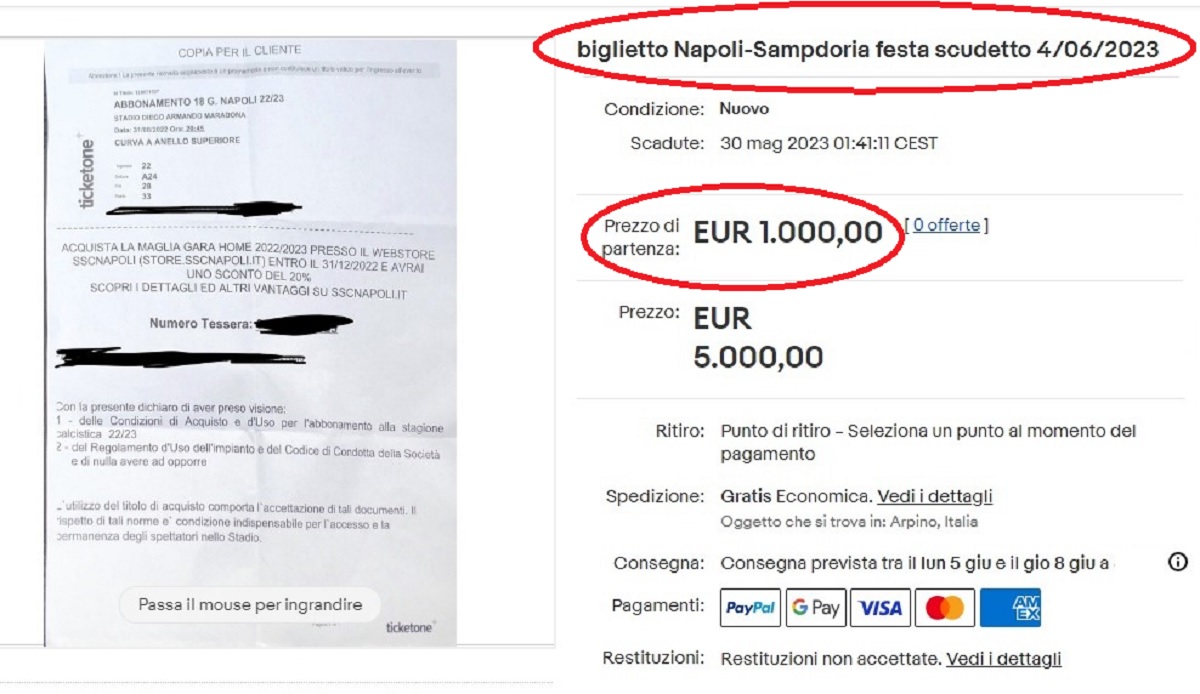 Napoli Samp, è caos biglietti: introvabili su Ticketone, rivenduti sul web anche a 5000 euro