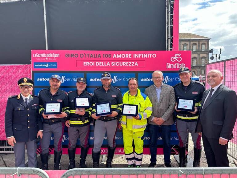 Autostrade e polizia stradale insieme al giro d’Italia per la 12esima edizione degli eroi della sicurezza