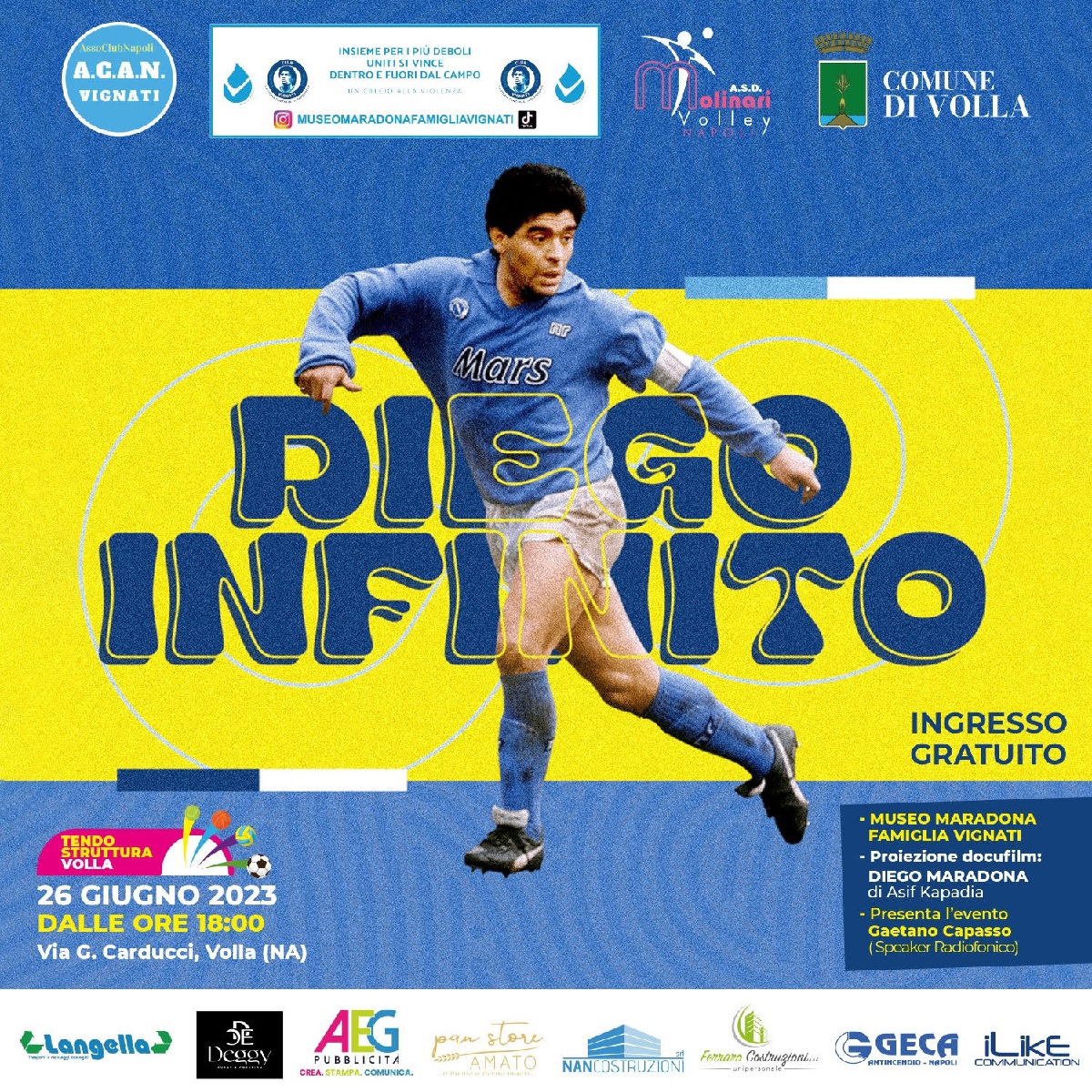 “Diego Infinito”: a Volla incontro gratuito per ricordare Maradona