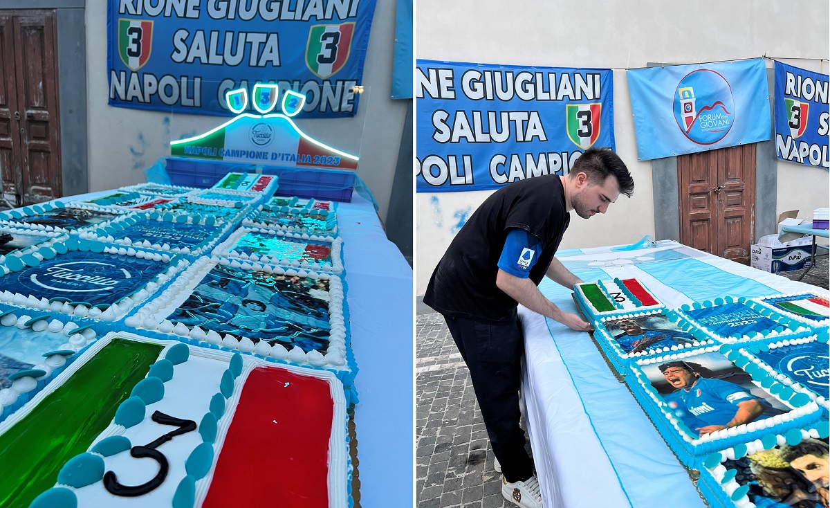 Il bakery chef Fabio Tuccillo omaggia il Napoli campione con una torta di 80 kg