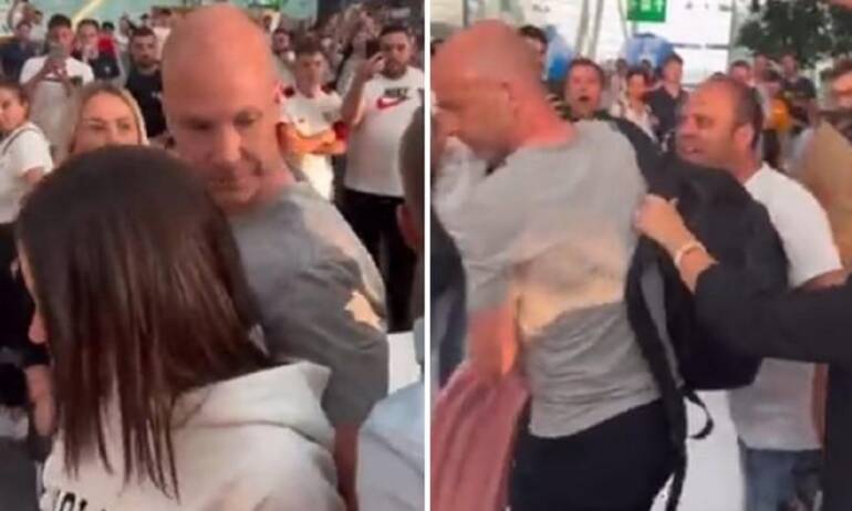 Tifosi della Roma trovano arbitro Taylor in aeroporto: volano insulti, sputi e sedie. VIDEO