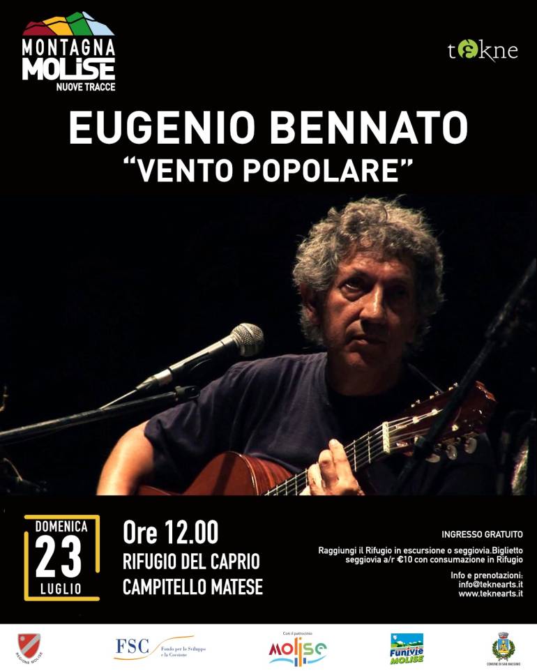Eugenio Bennato inaugura il cartellone di Montagna Molise domenica 23 luglio